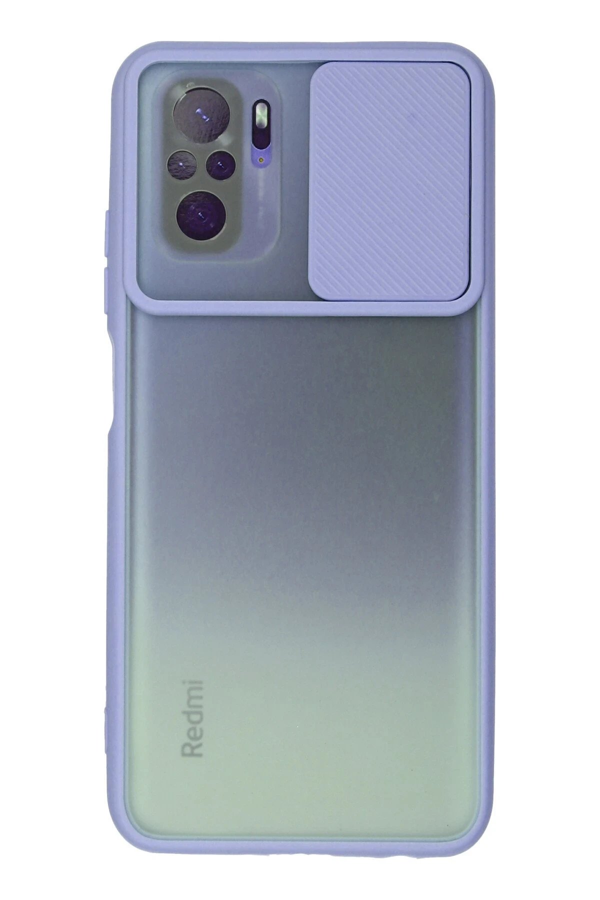 Xiaomi Redmi Note 10 Kılıf Palm Buzlu Kamera Sürgülü Silikon - Lila-(5796)