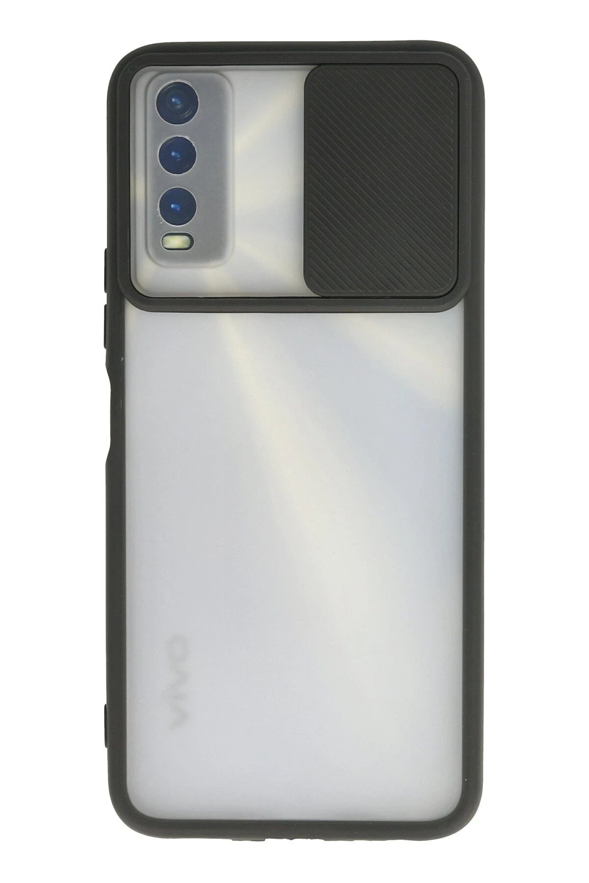Vivo Y11S Kılıf Palm Buzlu Kamera Sürgülü Silikon - Siyah-(5796)