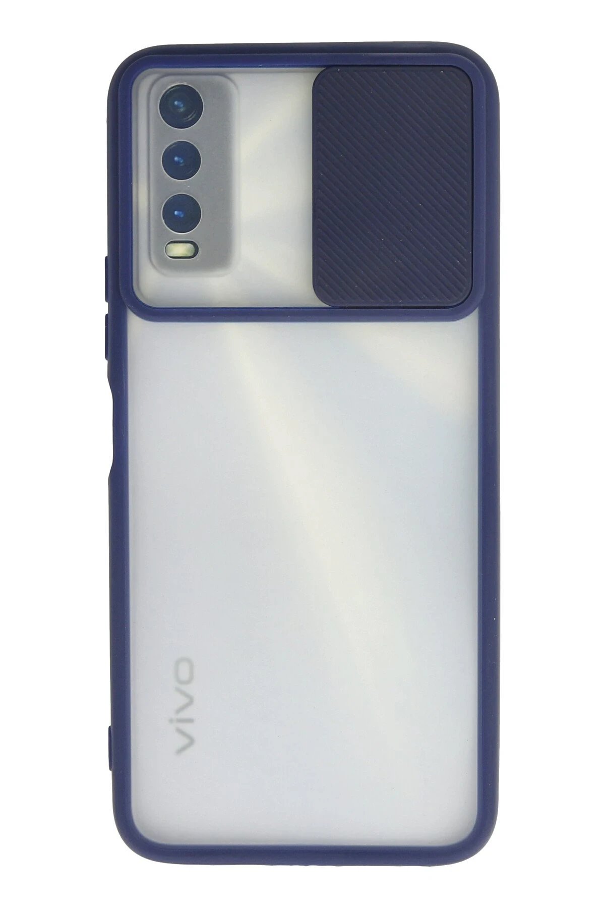 Vivo Y11S Kılıf Palm Buzlu Kamera Sürgülü Silikon - Lacivert-(5796)