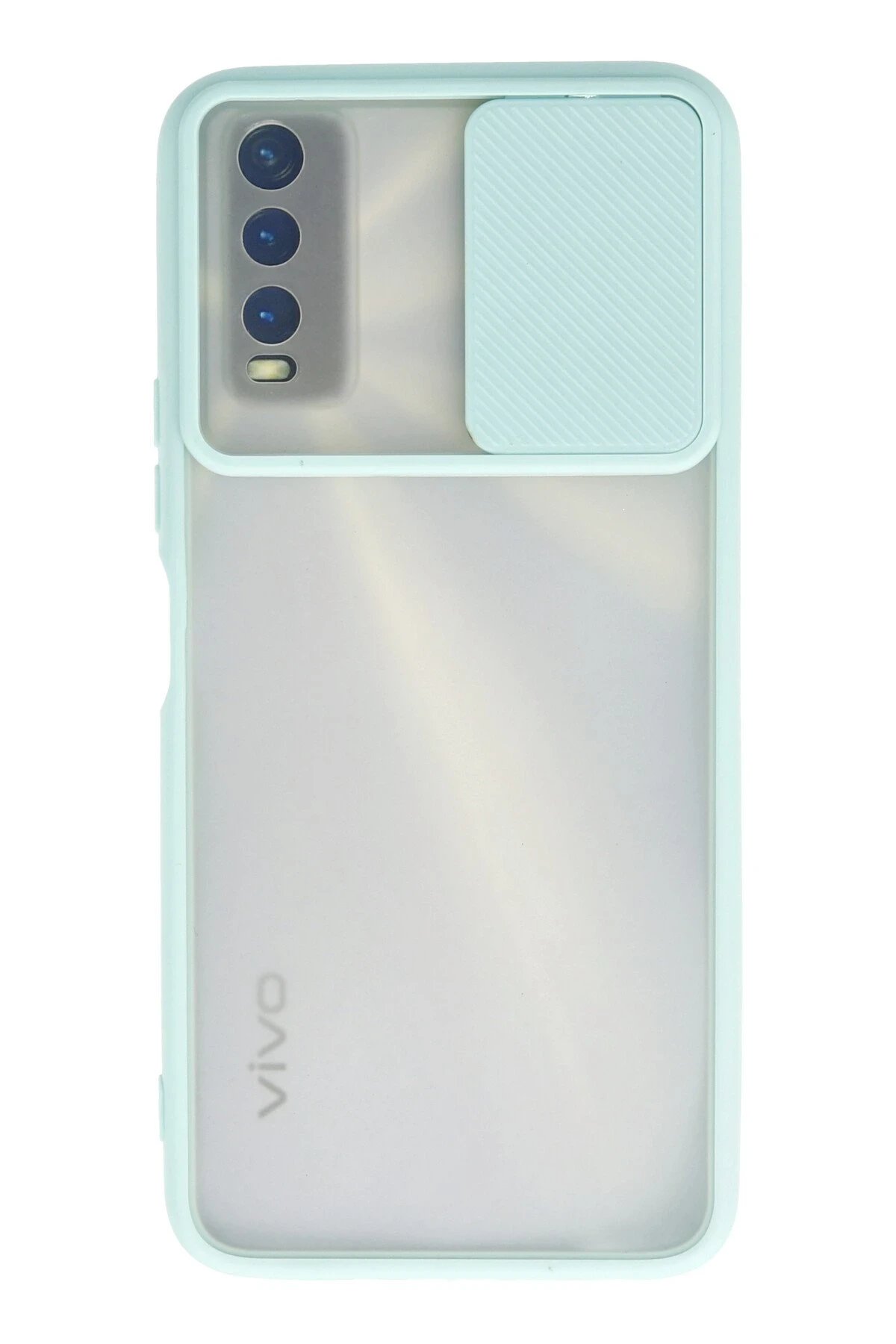 Vivo Y11S Kılıf Palm Buzlu Kamera Sürgülü Silikon - Turkuaz-(5796)