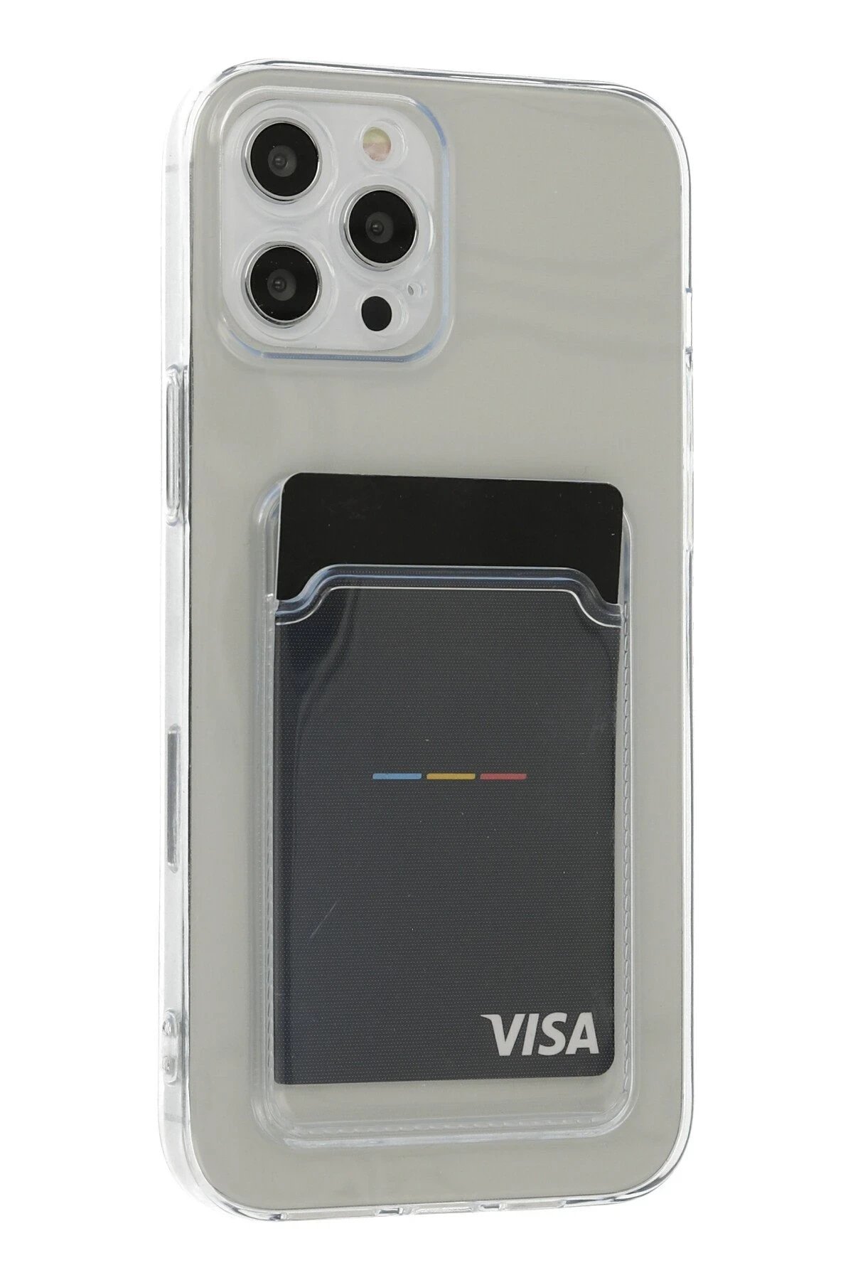 iPhone 12 Pro Max Kılıf Kart Şeffaf Silikon - Şeffaf-(5796)