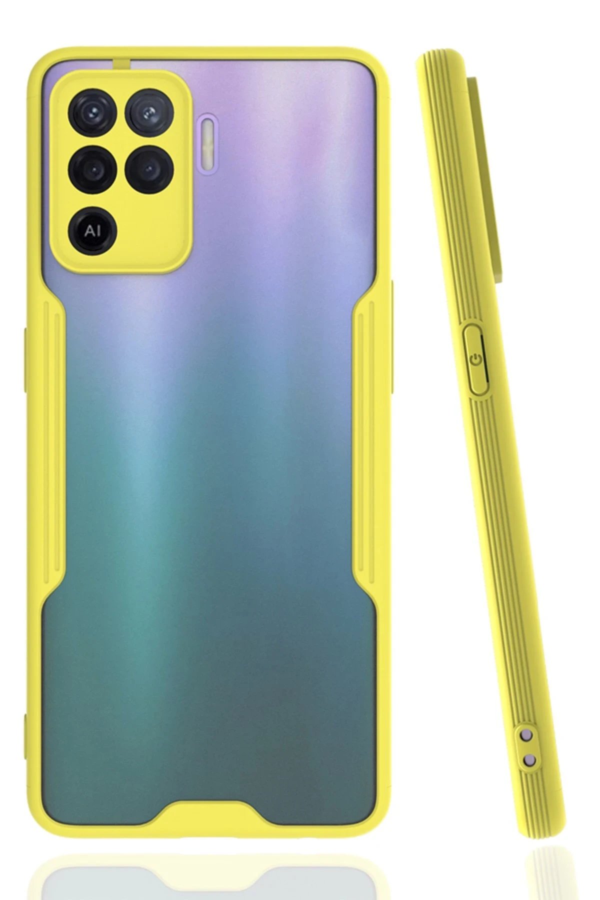 Oppo Reno 5 Lite Kılıf Platin Silikon - Sarı-(5796)