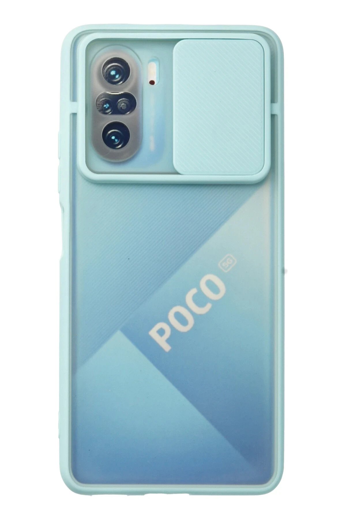 Xiaomi Poco F3 Kılıf Palm Buzlu Kamera Sürgülü Silikon - Turkuaz-(5796)