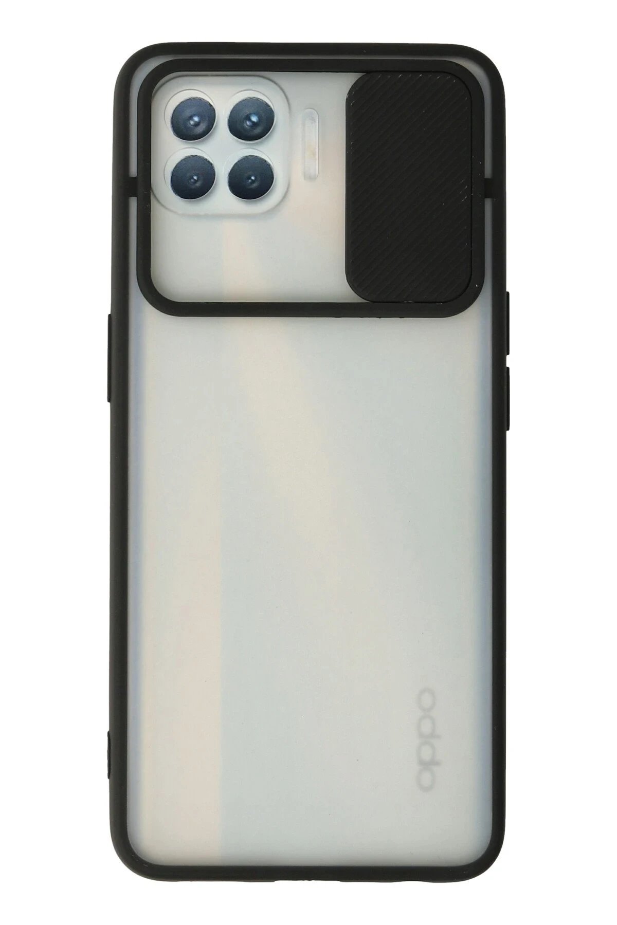Oppo Reno 4 Lite Kılıf Palm Buzlu Kamera Sürgülü Silikon - Siyah-(5796)