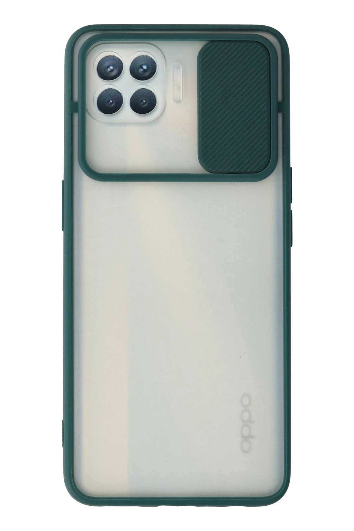 Oppo Reno 4 Lite Kılıf Palm Buzlu Kamera Sürgülü Silikon - Yeşil-(5796)