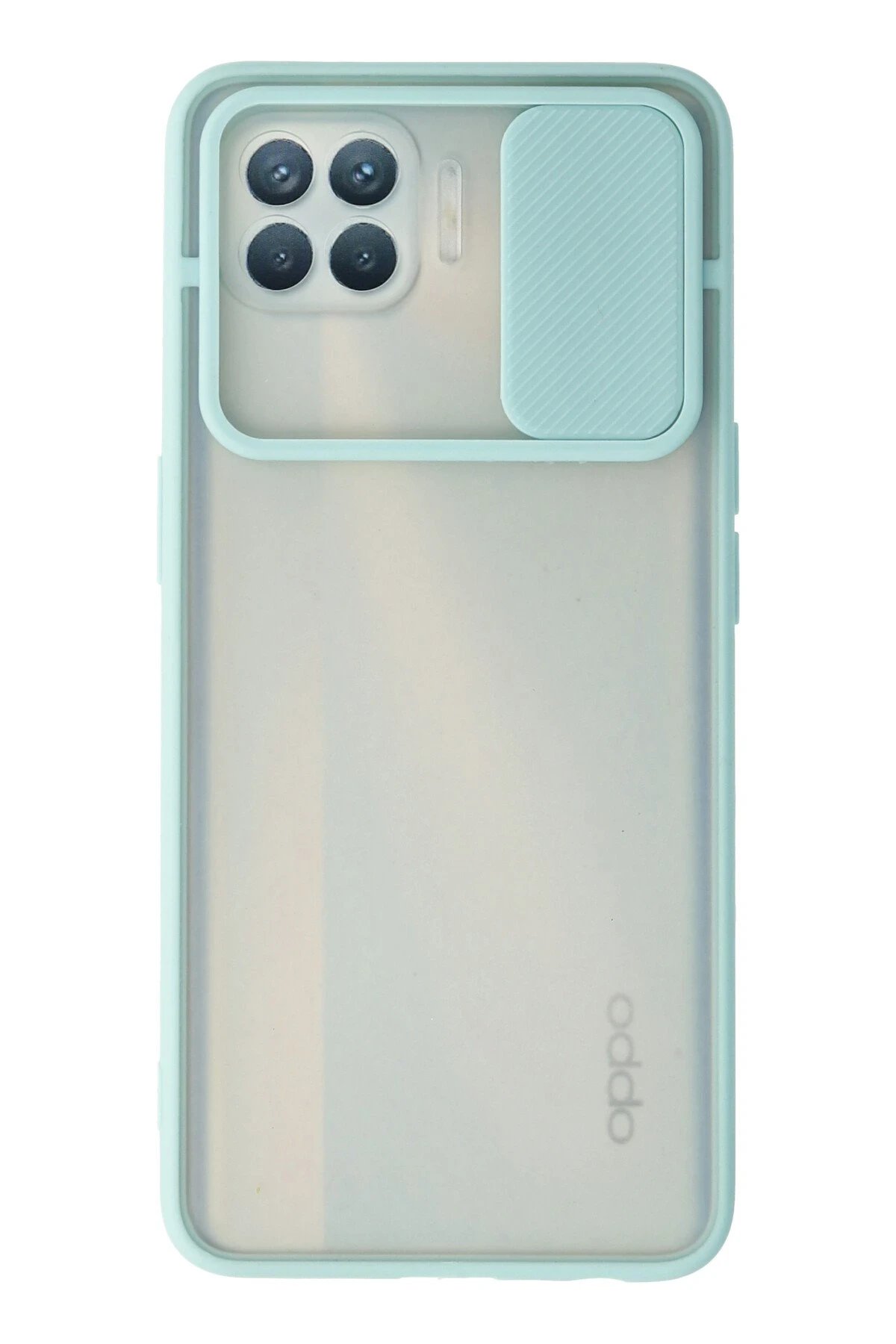 Oppo Reno 4 Lite Kılıf Palm Buzlu Kamera Sürgülü Silikon - Turkuaz-(5796)