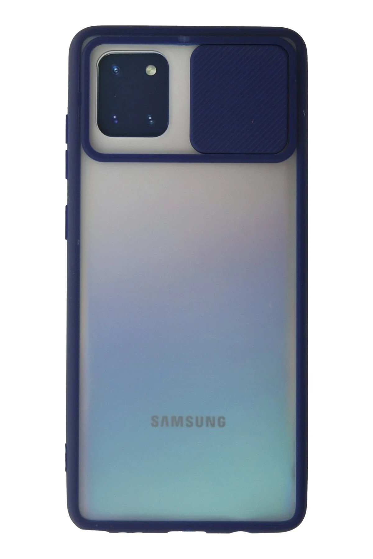 Samsung Galaxy A81 / Note 10 Lite Kılıf Palm Buzlu Kamera Sürgülü Silikon - Lacivert-(5796)
