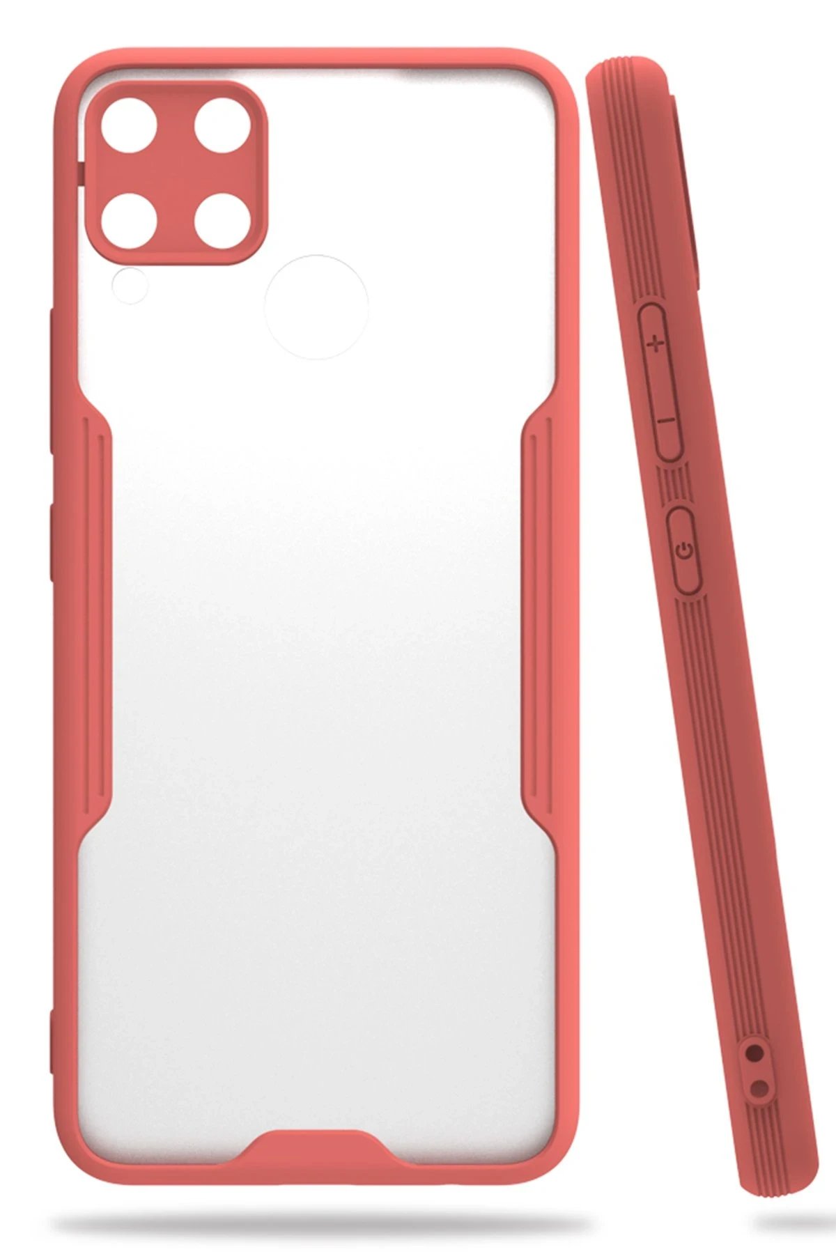 Realme C15 Kılıf Platin Silikon - Pembe-(5796)