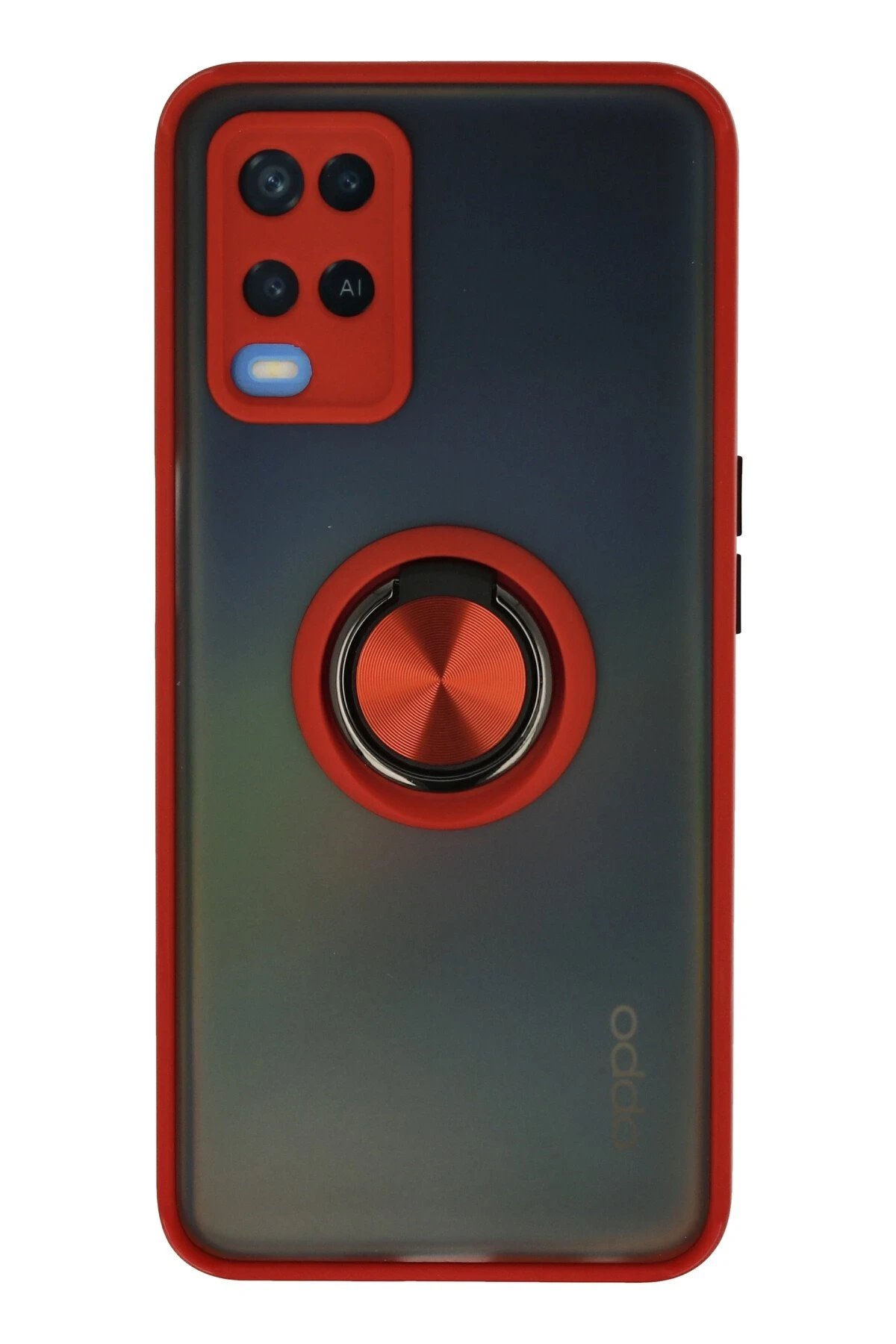 Oppo A54 4G Kılıf Montreal Yüzüklü Silikon Kapak - Kırmızı-(5796)