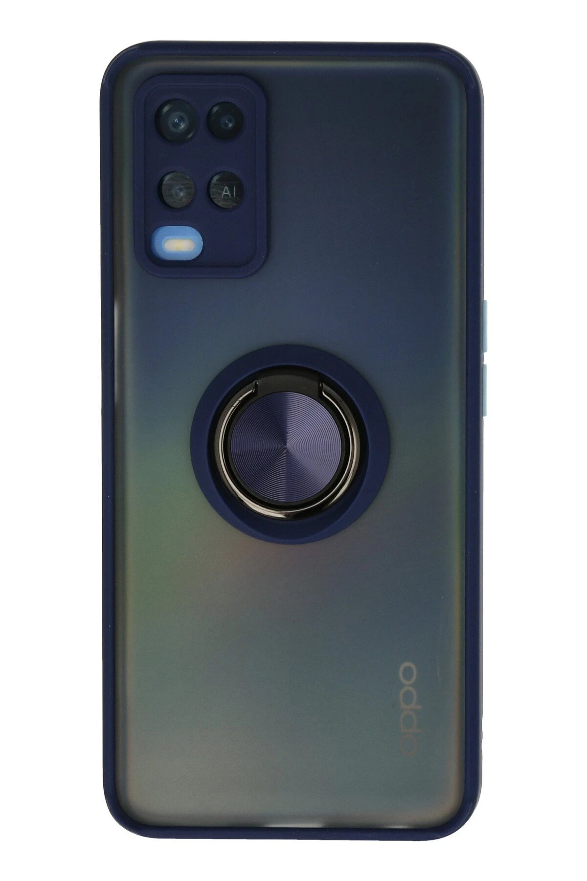 Oppo A54 4G Kılıf Montreal Yüzüklü Silikon Kapak - Lacivert-(5796)