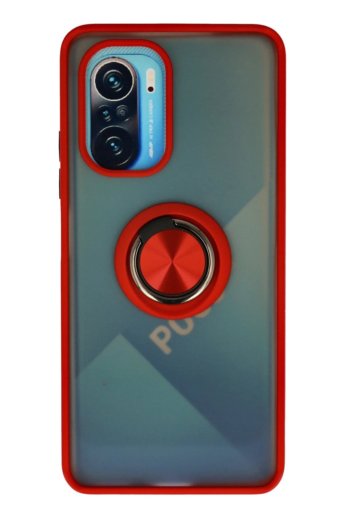 Xiaomi Redmi K40 Kılıf Montreal Yüzüklü Silikon Kapak - Kırmızı-(5796)