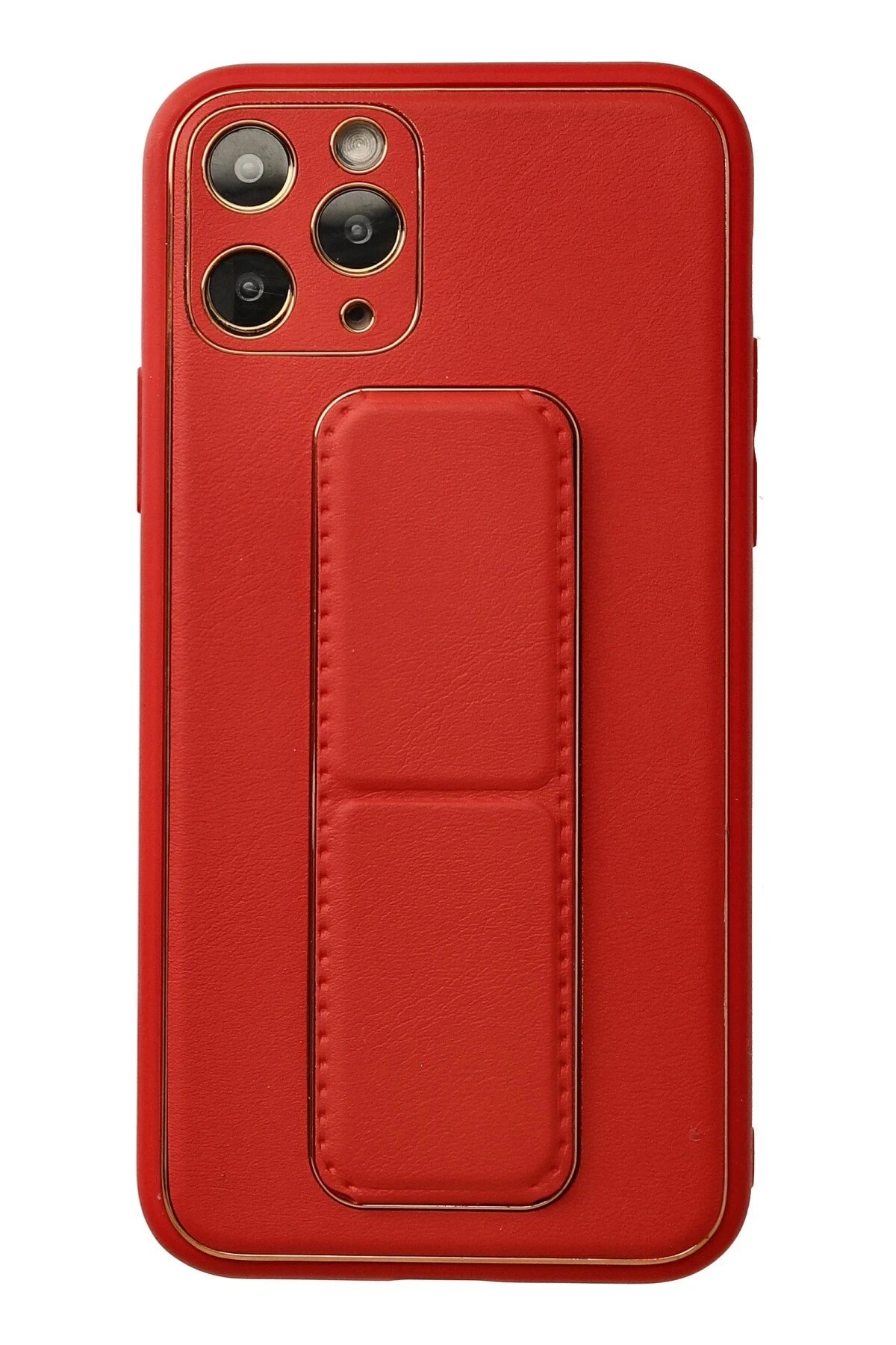 iPhone 11 Pro Kılıf Coco Deri Standlı Kapak - Kırmızı-(5796)