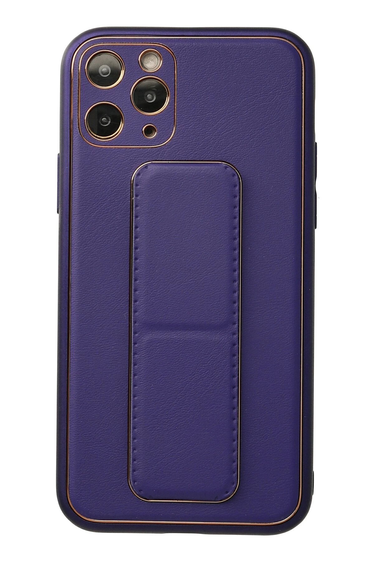 iPhone 11 Pro Kılıf Coco Deri Standlı Kapak - Mor-(5796)