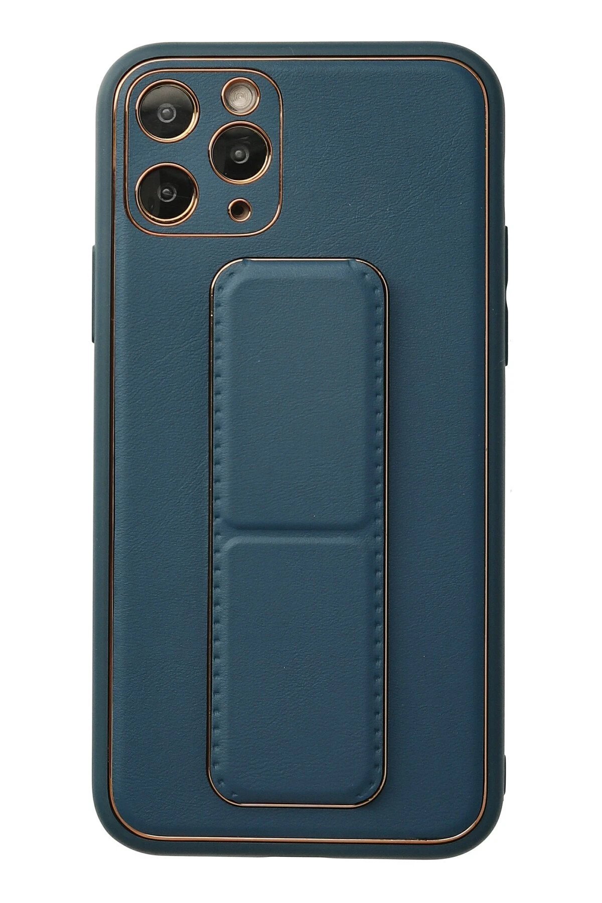 iPhone 11 Pro Kılıf Coco Deri Standlı Kapak - Mavi-(5796)