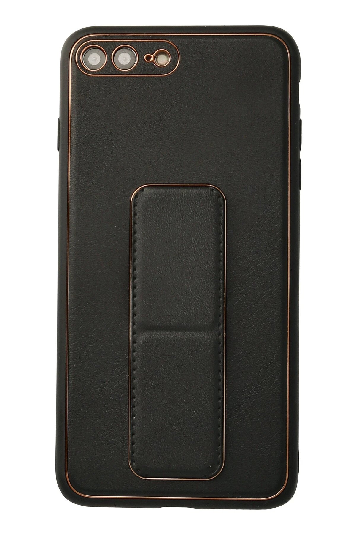 iPhone 7 Plus Kılıf Coco Deri Standlı Kapak - Siyah-(5796)