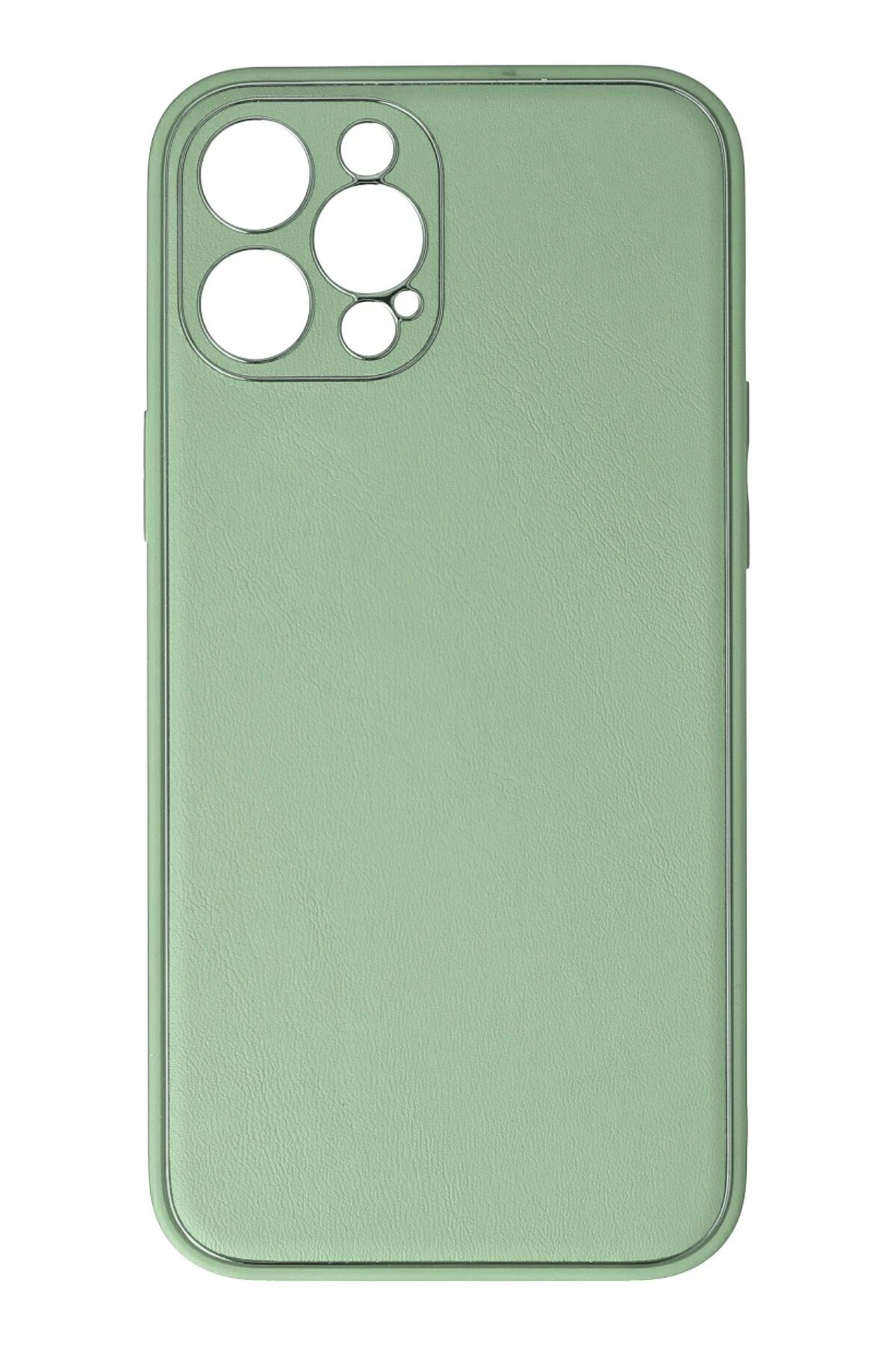 iPhone 12 Pro Kılıf Coco Deri Silikon Kapak - Açık Yeşil-(5796)