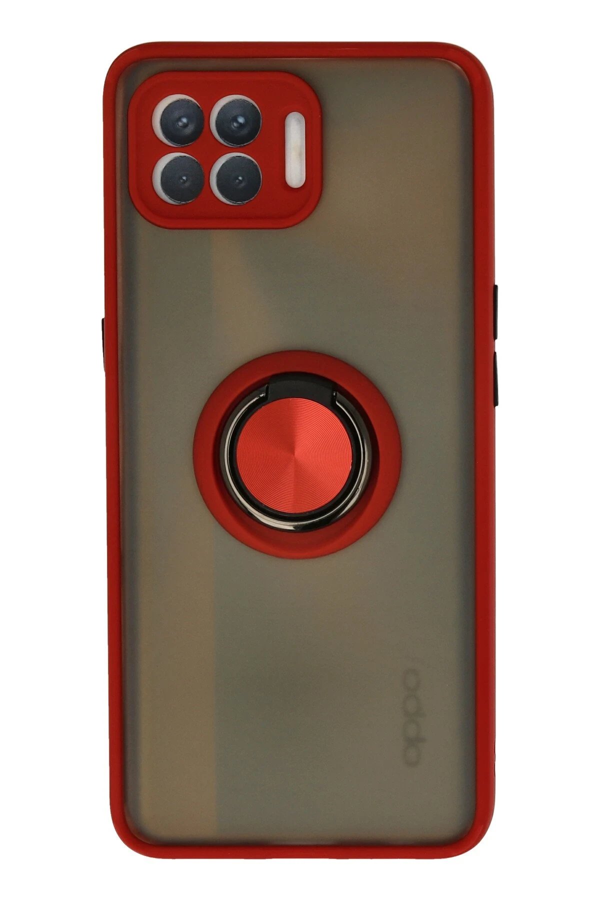 Oppo Reno 4 Lite Kılıf Montreal Yüzüklü Silikon Kapak - Kırmızı-(5796)