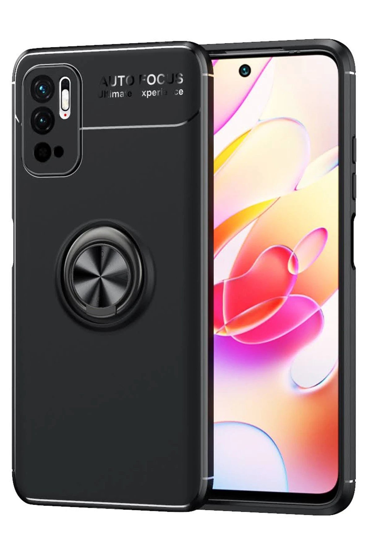 Xiaomi Redmi Note 10 5G Kılıf Range Yüzüklü Silikon - Siyah-(5796)