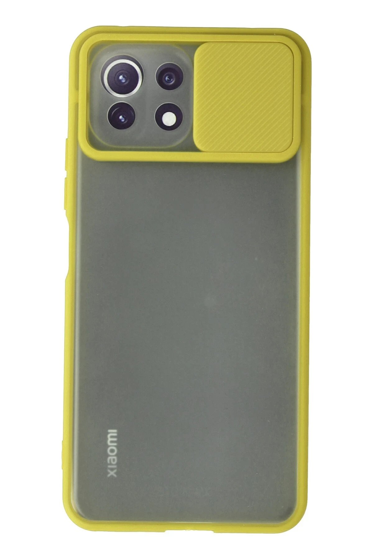 Xiaomi Mİ 11 Lite Kılıf Palm Buzlu Kamera Sürgülü Silikon - Sarı-(5796)