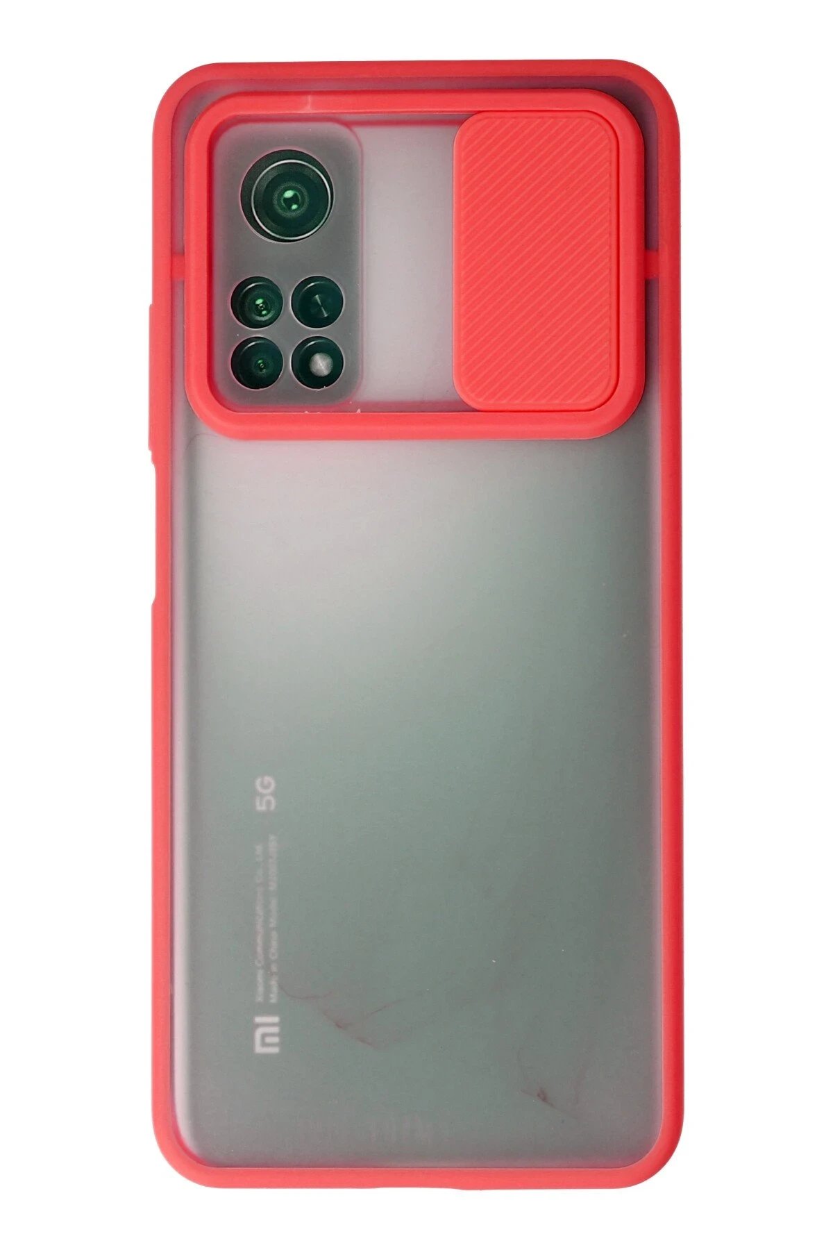 Xiaomi Mi 10T Kılıf Palm Buzlu Kamera Sürgülü Silikon - Kırmızı-(5796)