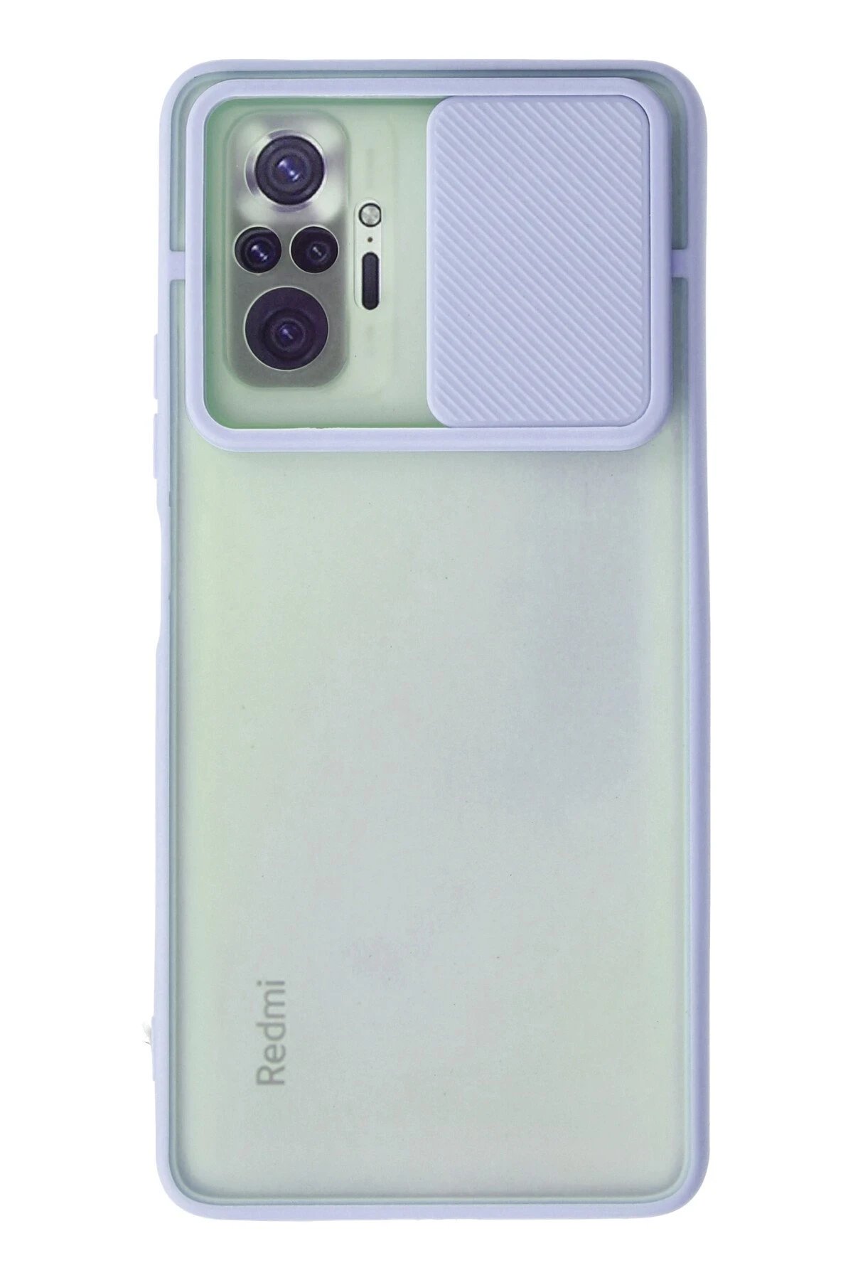 Xiaomi Redmi Note 10 Pro Kılıf Palm Buzlu Kamera Sürgülü Silikon - Lila-(5796)