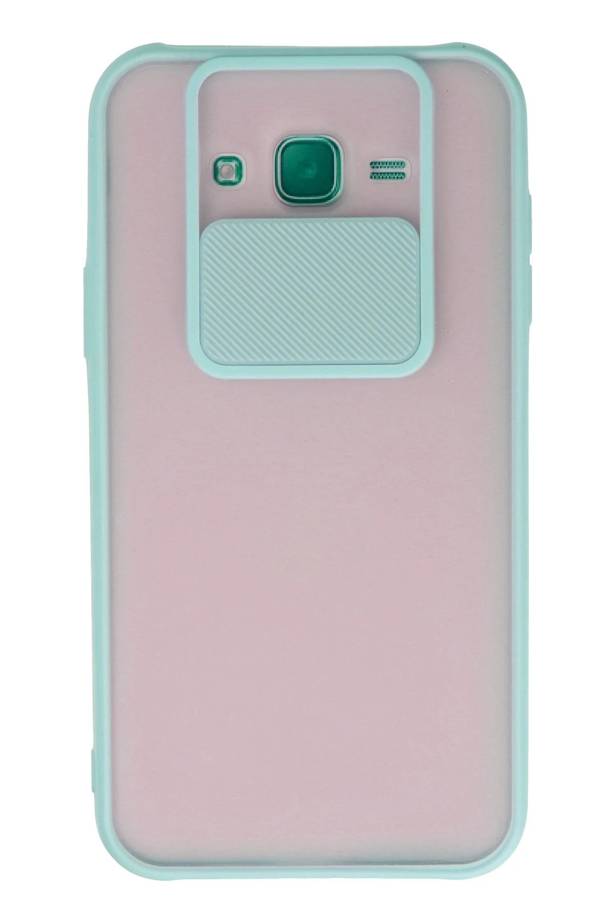 Samsung Galaxy J7 Kılıf Palm Buzlu Kamera Sürgülü Silikon - Turkuaz-(5796)