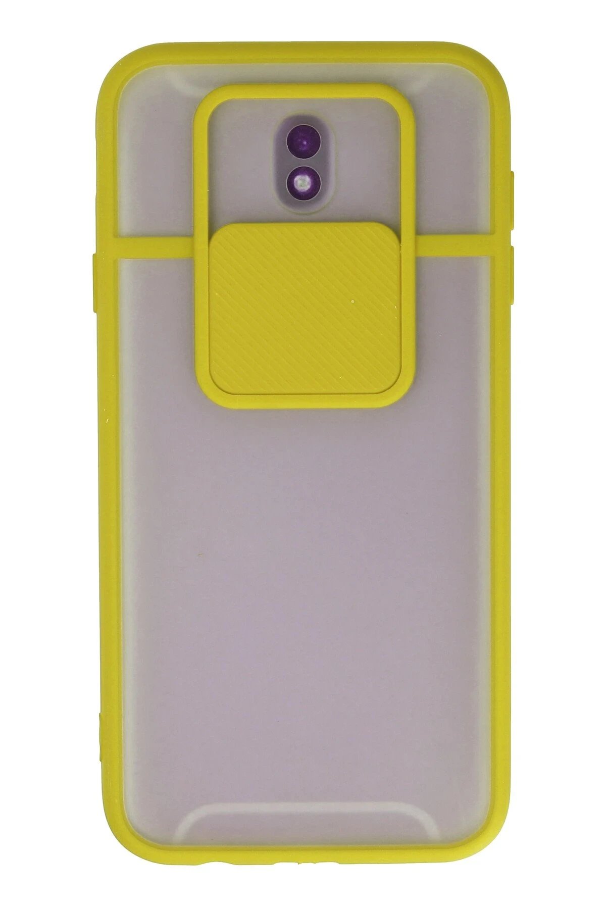 Samsung Galaxy J7 Pro / J730 Kılıf Palm Buzlu Kamera Sürgülü Silikon - Sarı-(5796)