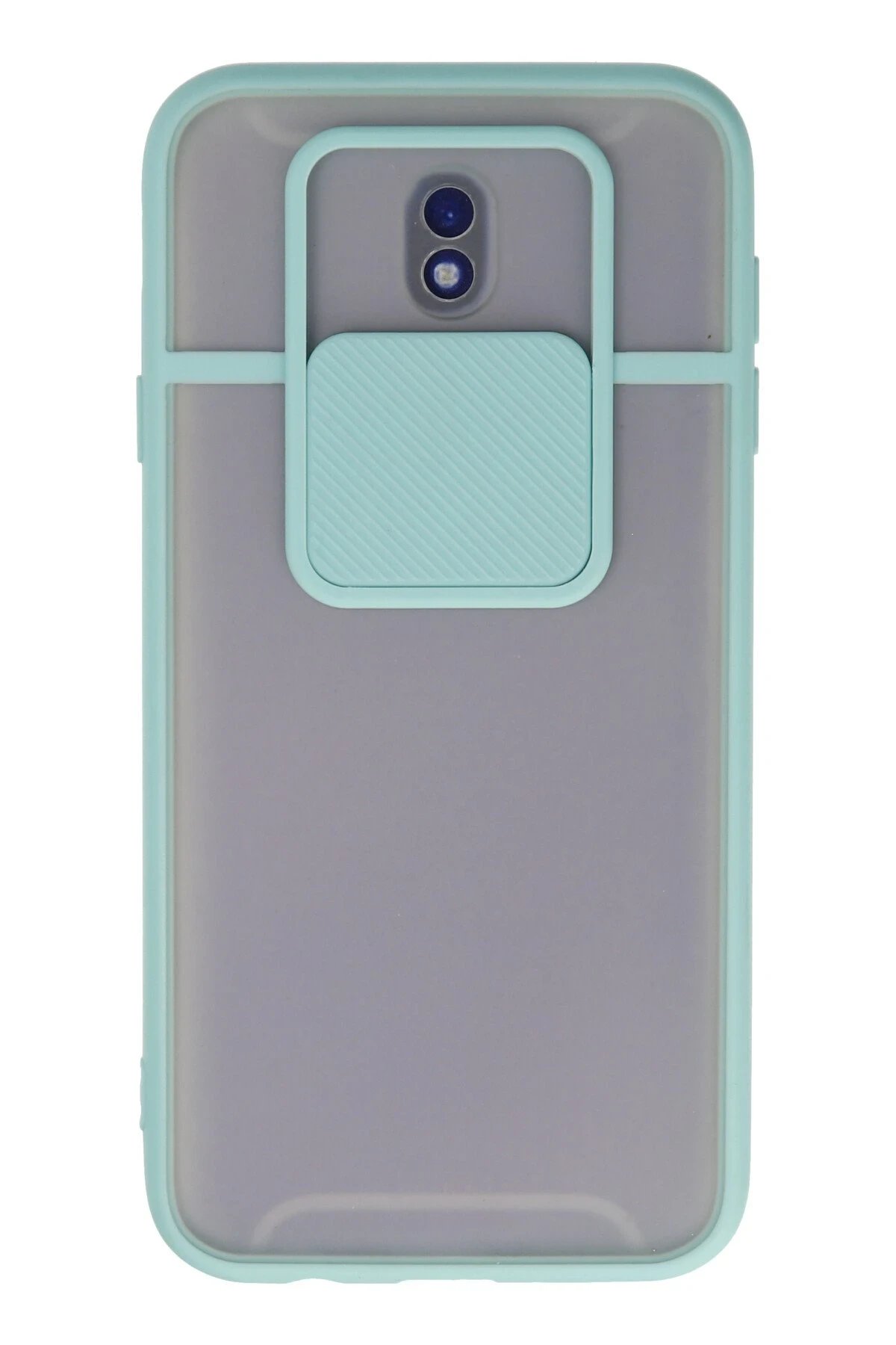 Samsung Galaxy J7 Pro / J730 Kılıf Palm Buzlu Kamera Sürgülü Silikon - Turkuaz-(5796)