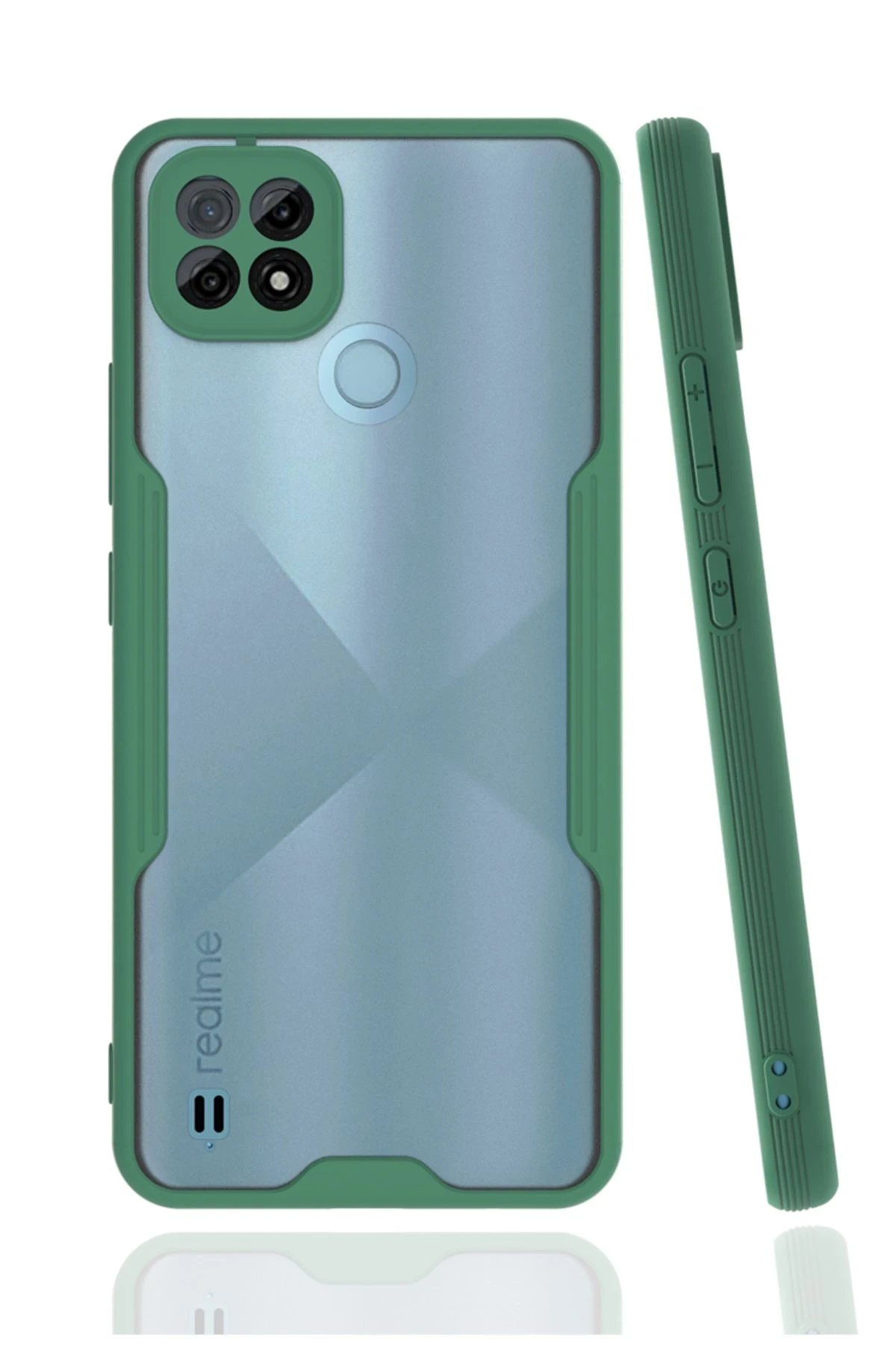Realme C21 Kılıf Platin Silikon - Yeşil-(5796)