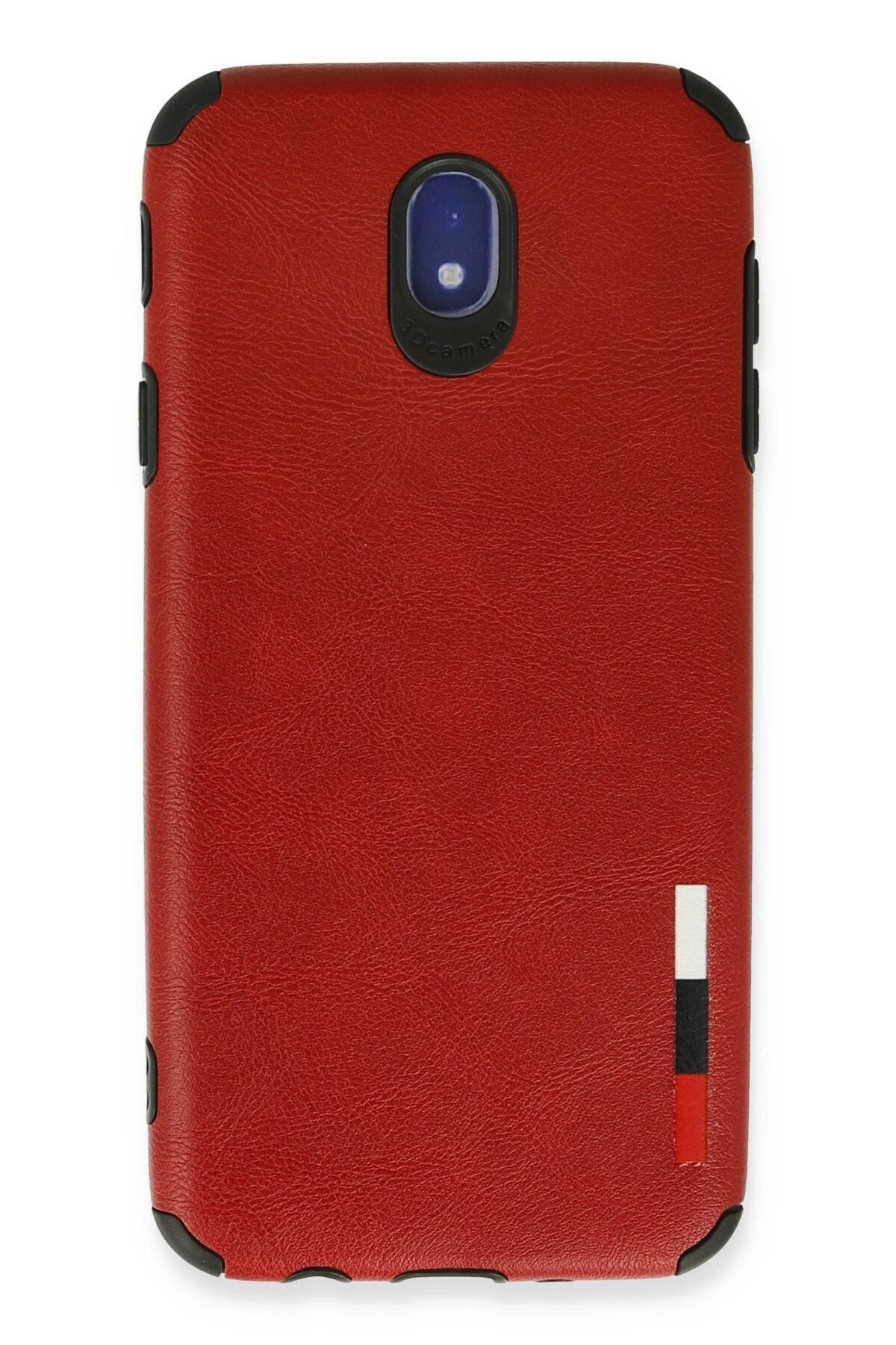 Samsung Galaxy J7 Pro / J730 Kılıf Loop Deri Silikon - Kırmızı-(5796)