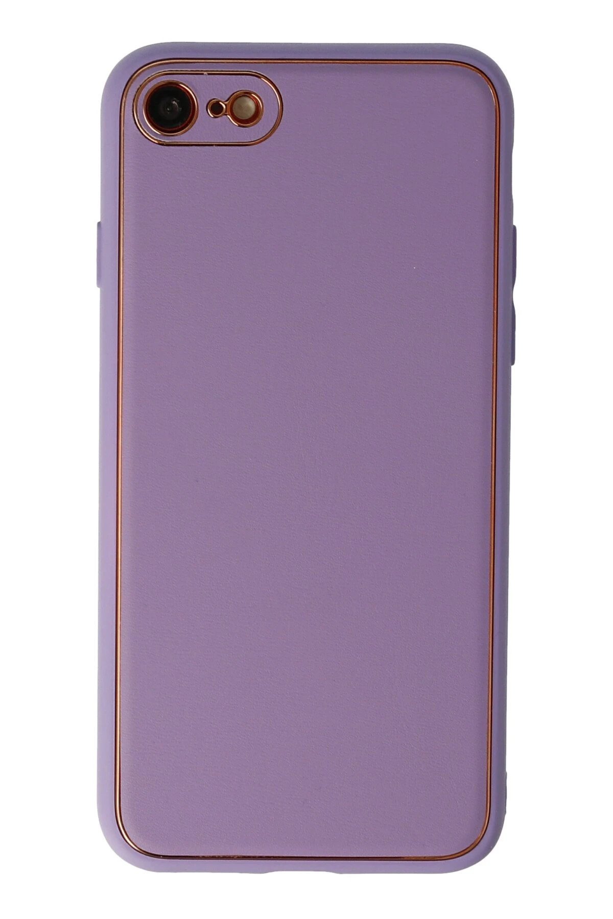 iPhone 7 Kılıf Coco Deri Silikon Kapak - Lila-(5796)