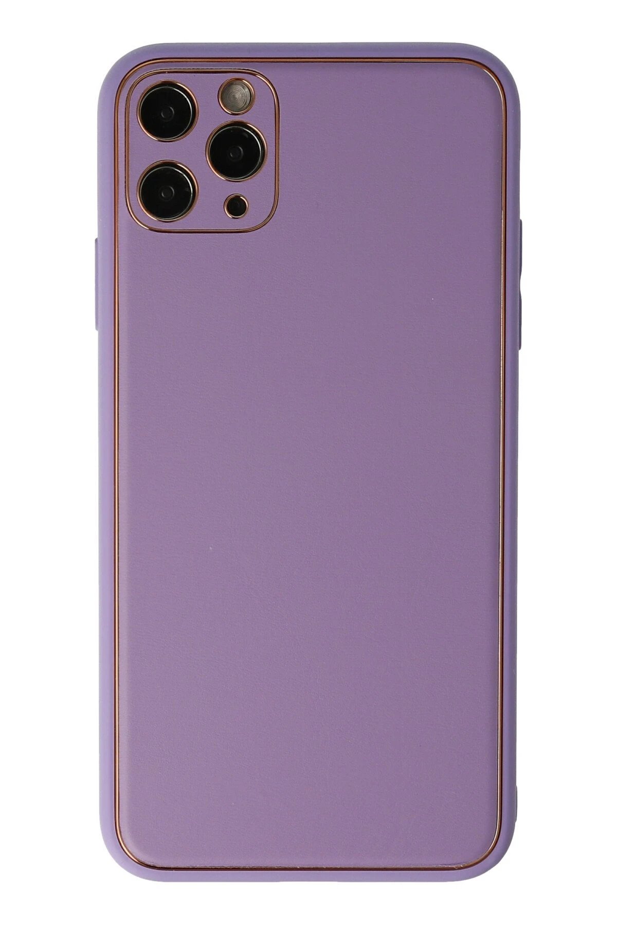 iPhone 11 Pro Kılıf Coco Deri Silikon Kapak - Lila-(5796)