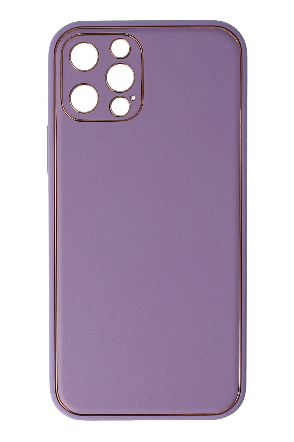 iPhone 12 Pro Kılıf Coco Deri Silikon Kapak - Lila-(5796)
