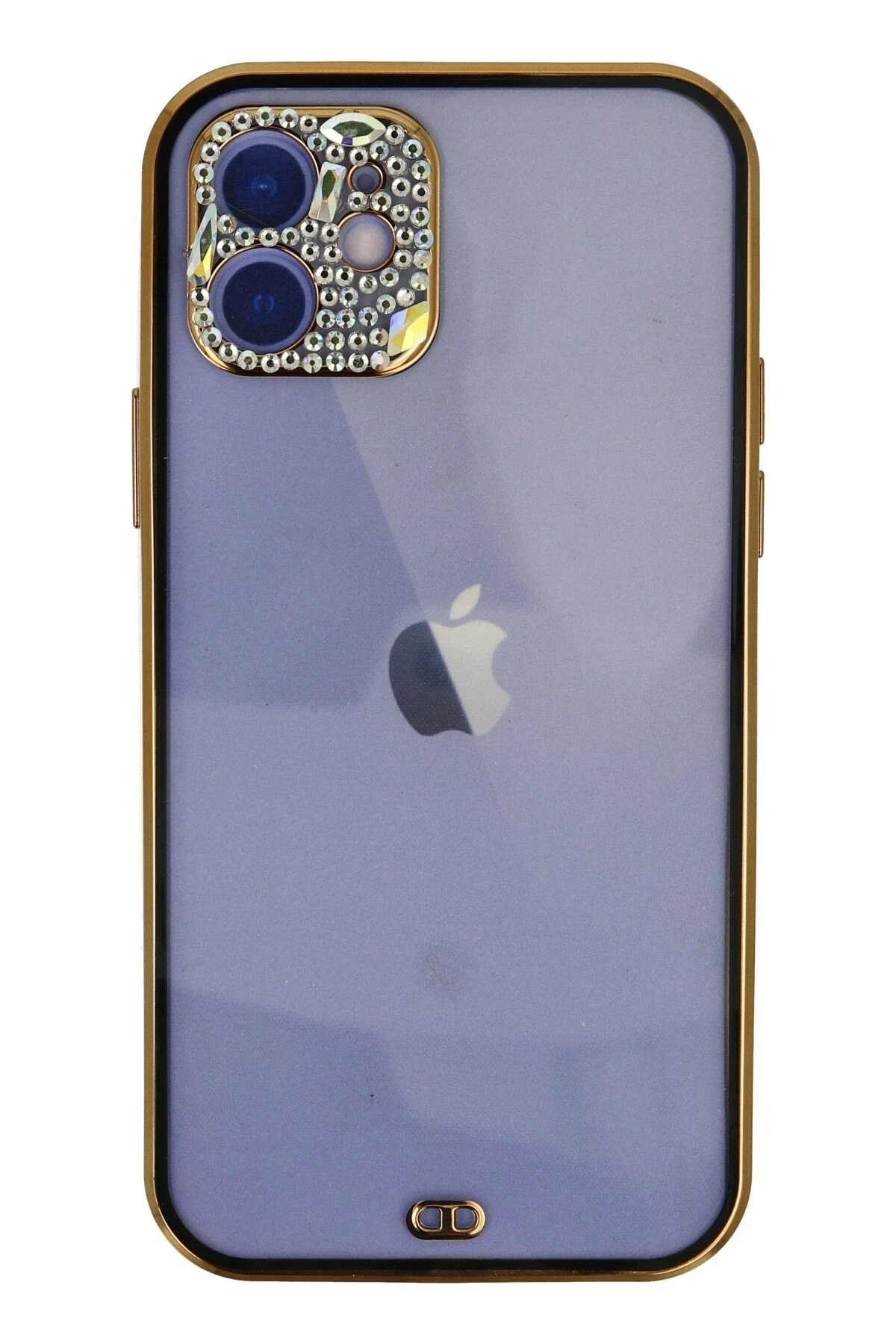 iPhone 12 Kılıf Liva Taşlı Silikon - Siyah-(5796)