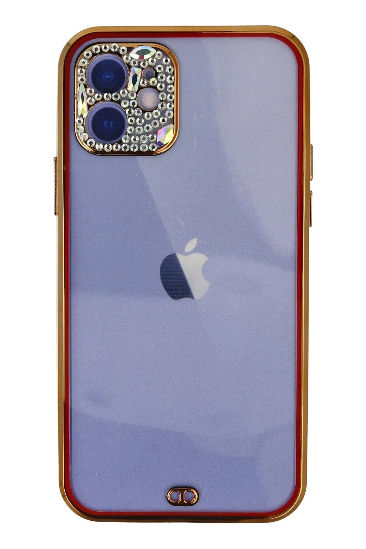 iPhone 12 Kılıf Liva Taşlı Silikon - Kırmızı-(5796)