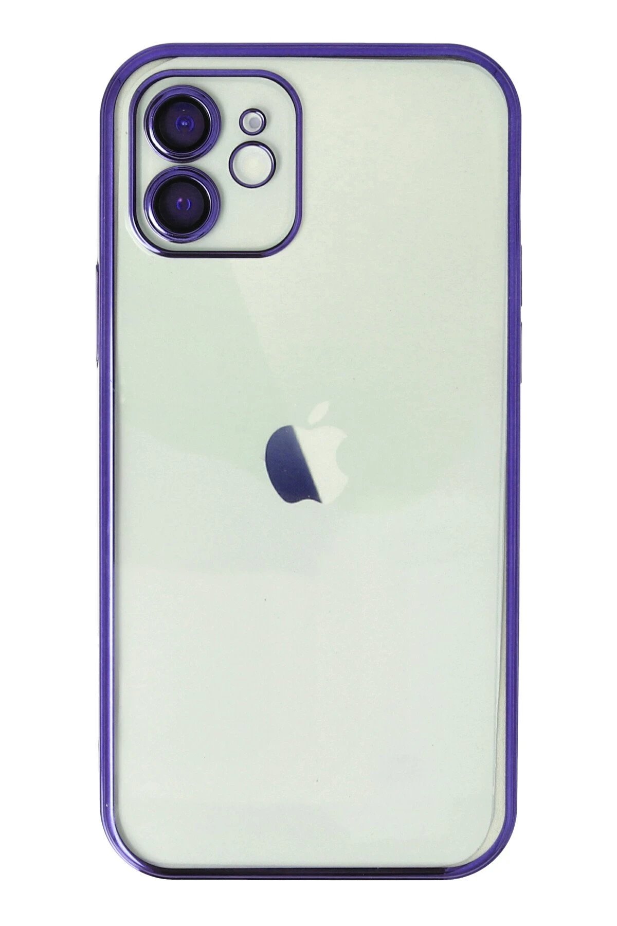 iPhone 12 Kılıf Lensli Silikon - Mor-(5796)