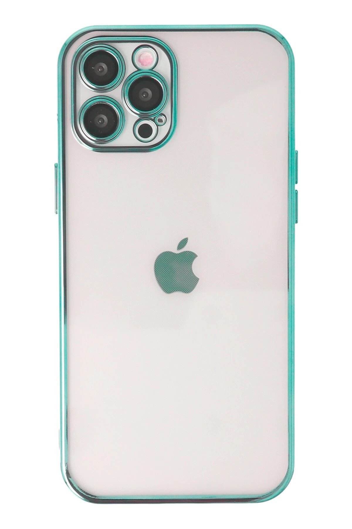 iPhone 12 Pro Max Kılıf Lensli Silikon - Yeşil-(5796)
