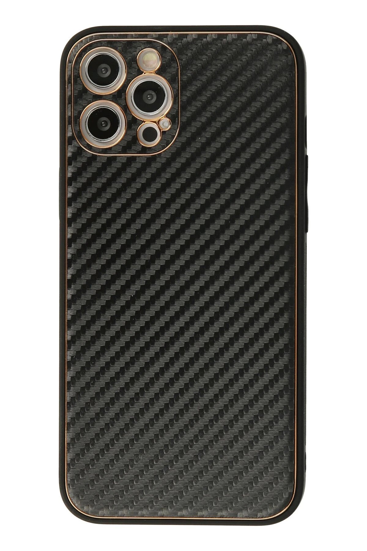 iPhone 12 Pro Kılıf Coco Karbon Silikon - Siyah-(5796)