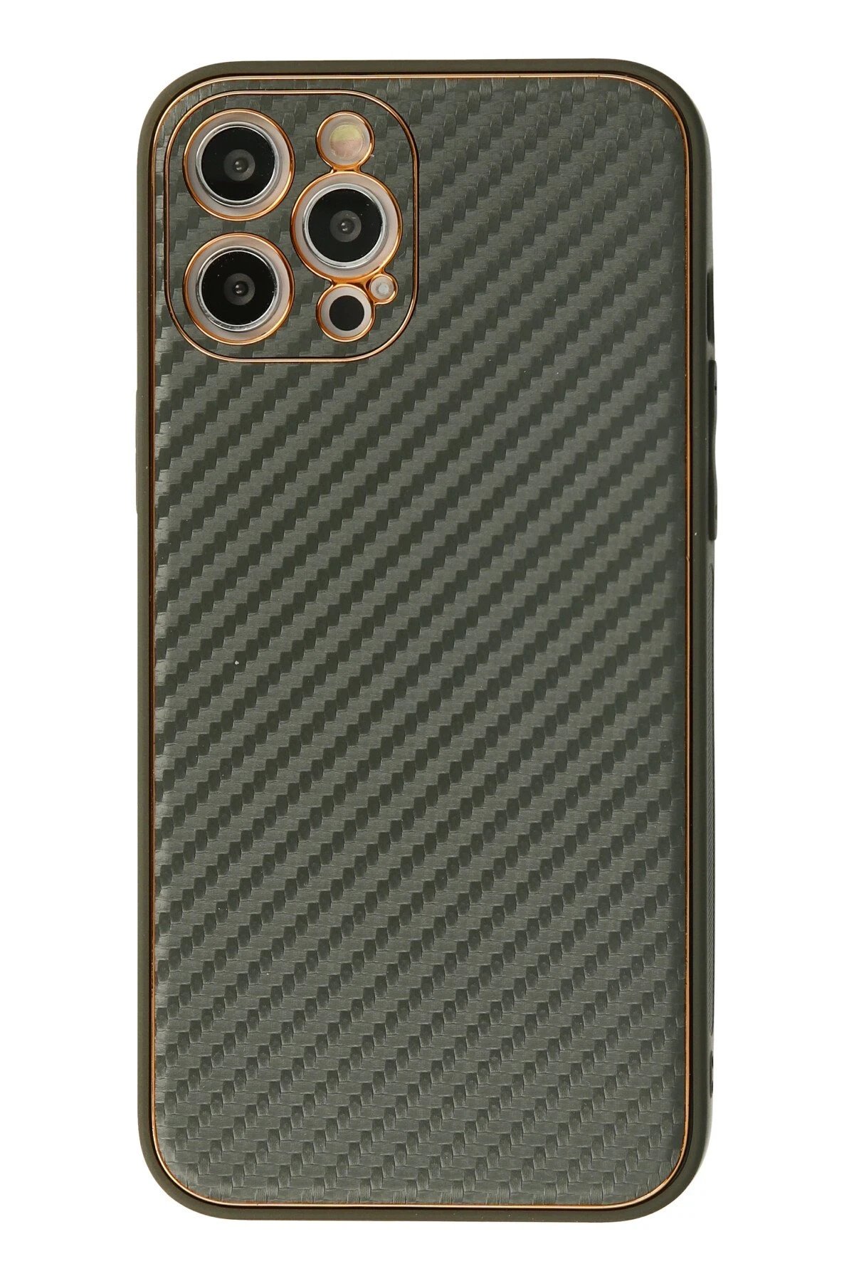 iPhone 12 Pro Kılıf Coco Karbon Silikon - Füme-(5796)