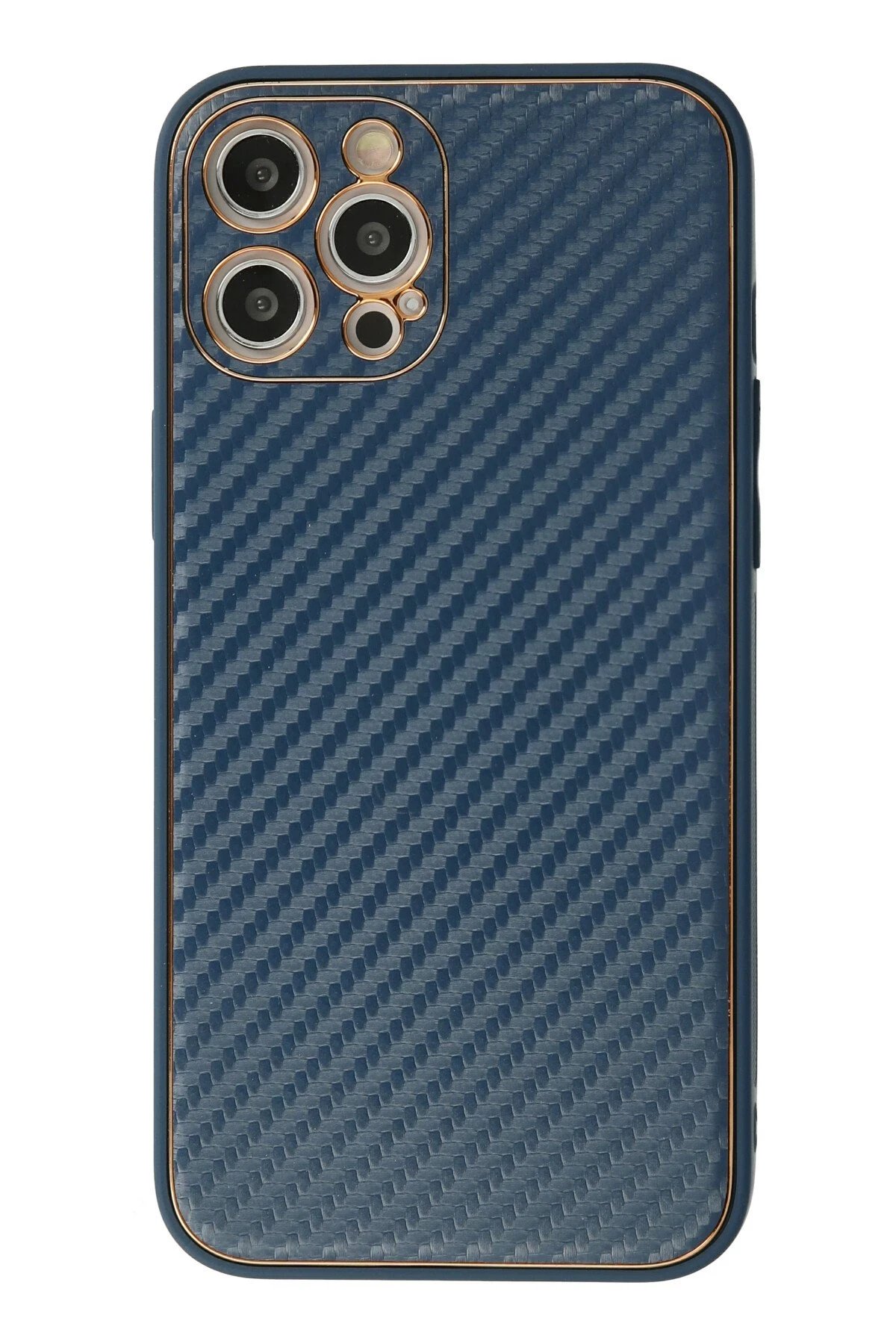 iPhone 12 Pro Kılıf Coco Karbon Silikon - Mavi-(5796)