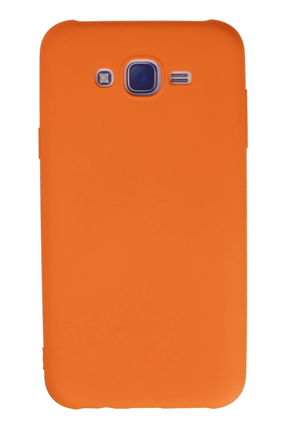 Samsung Galaxy J7 Kılıf Nano içi Kadife Silikon - Turuncu-(5796)