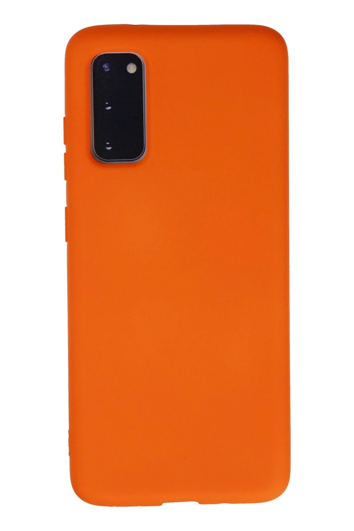 Samsung Galaxy S20 Kılıf Nano içi Kadife Silikon - Turuncu-(5796)