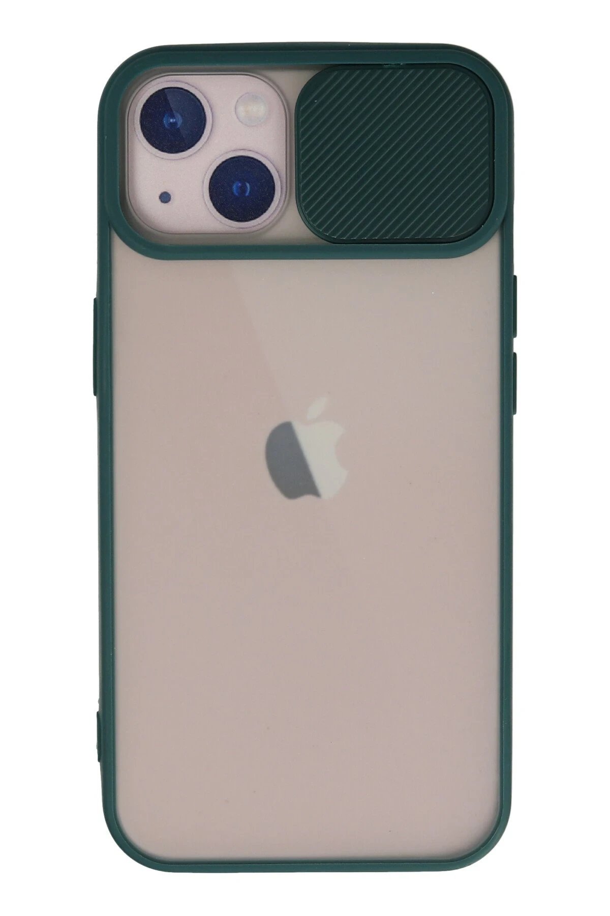 iPhone 13 Kılıf Palm Buzlu Kamera Sürgülü Silikon - Yeşil-(5796)