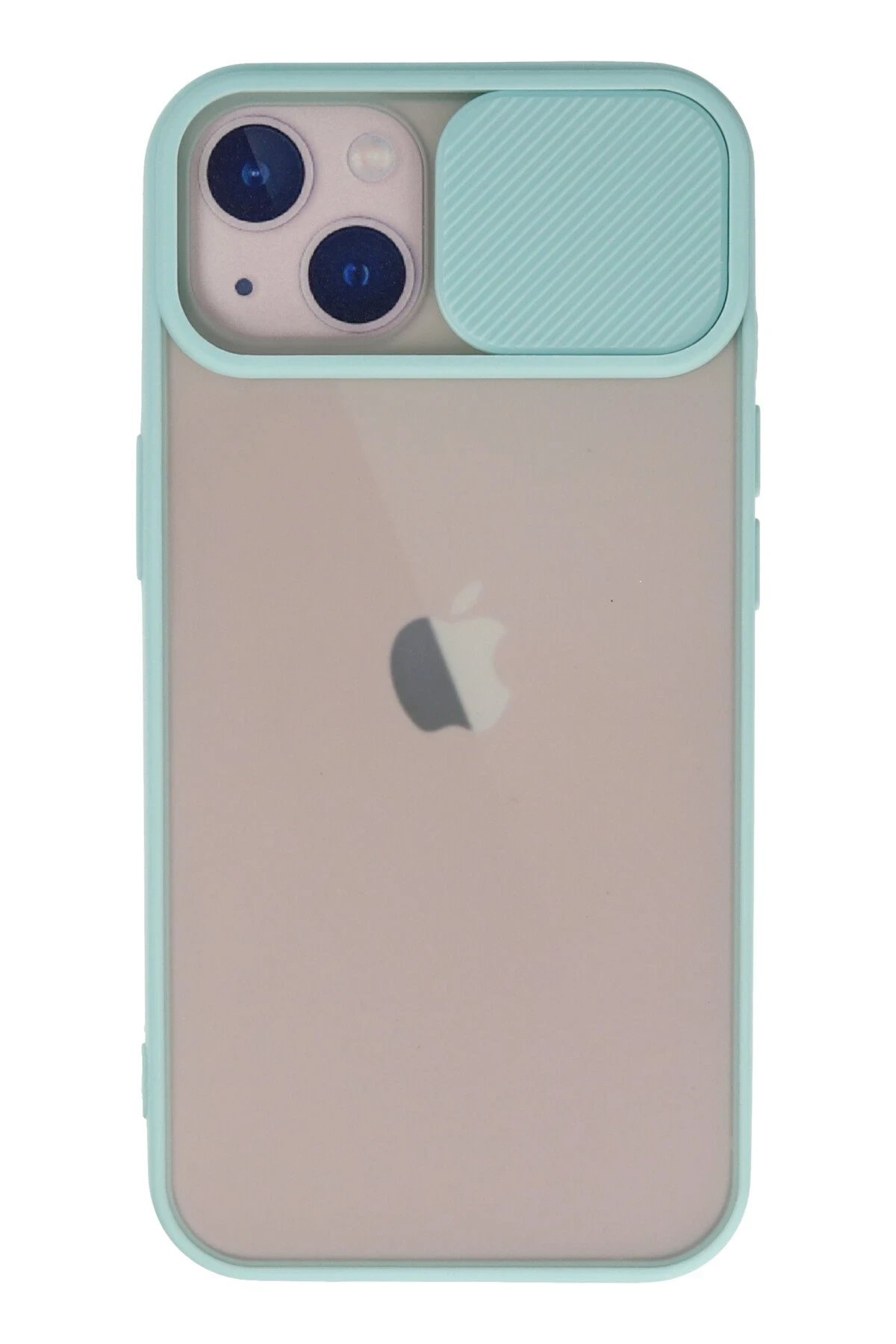 iPhone 13 Kılıf Palm Buzlu Kamera Sürgülü Silikon - Turkuaz-(5796)