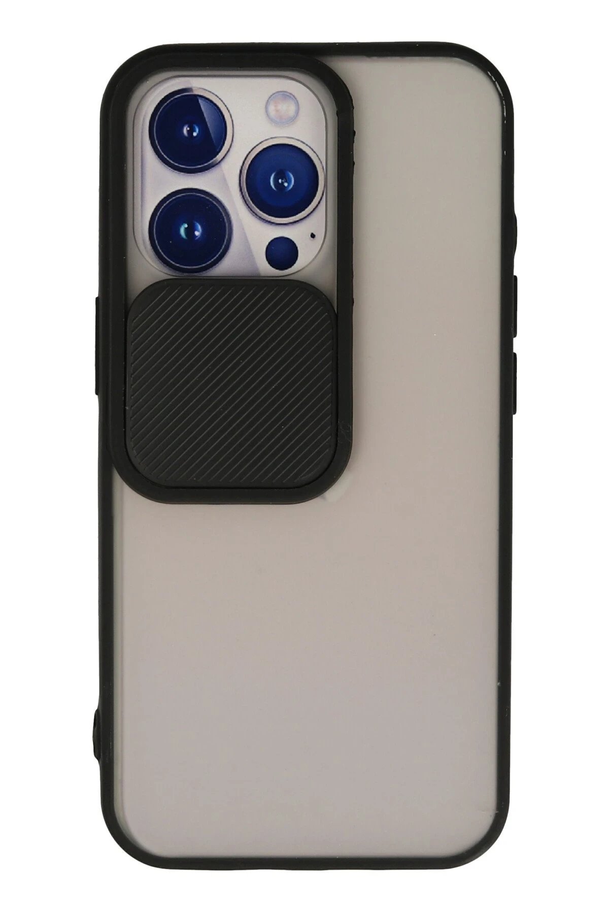 iPhone 13 Pro Kılıf Palm Buzlu Kamera Sürgülü Silikon - Siyah-(5796)