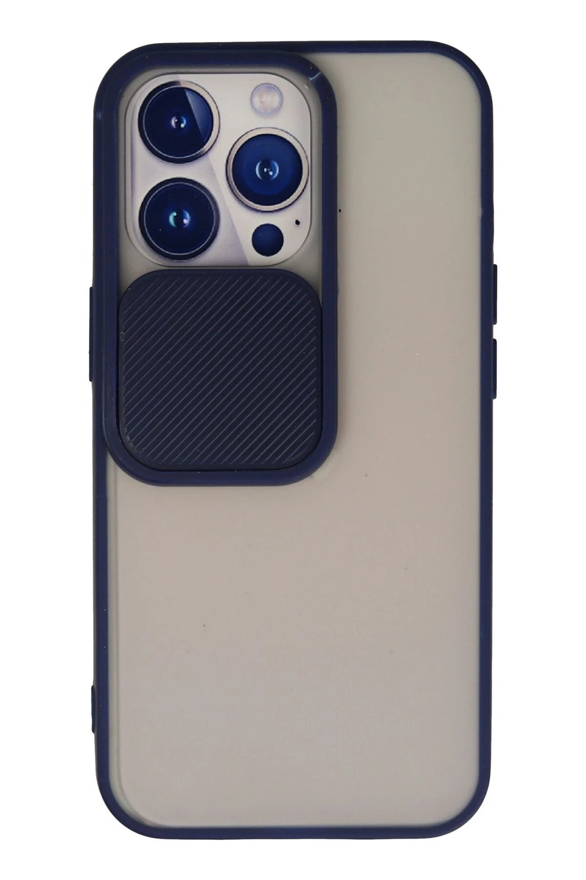 iPhone 13 Pro Kılıf Palm Buzlu Kamera Sürgülü Silikon - Lacivert-(5796)