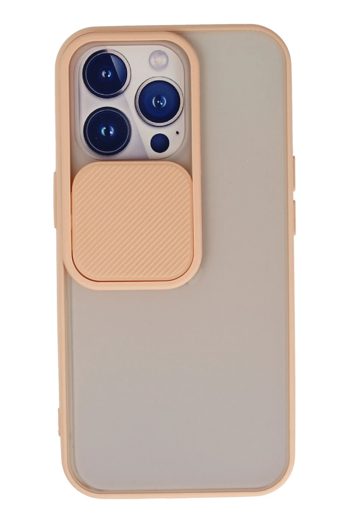 iPhone 13 Pro Kılıf Palm Buzlu Kamera Sürgülü Silikon - Pembe-(5796)