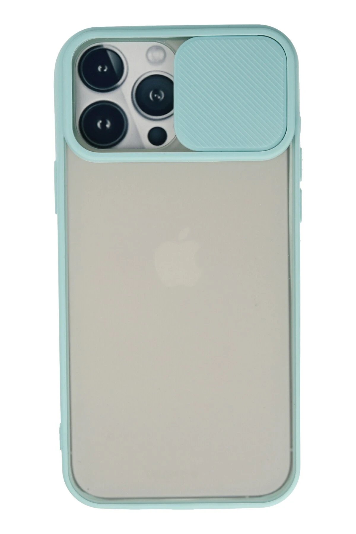 iPhone 13 Pro Max Kılıf Palm Buzlu Kamera Sürgülü Silikon - Turkuaz-(5796)