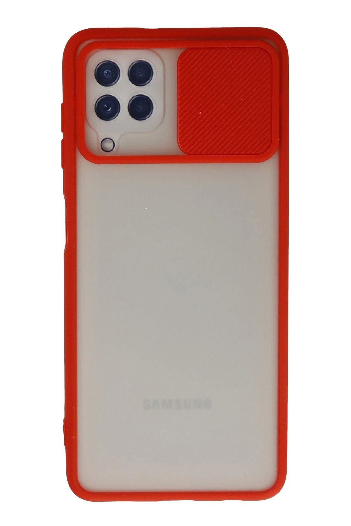 Samsung Galaxy A22 Kılıf Palm Buzlu Kamera Sürgülü Silikon - Kırmızı-(5796)