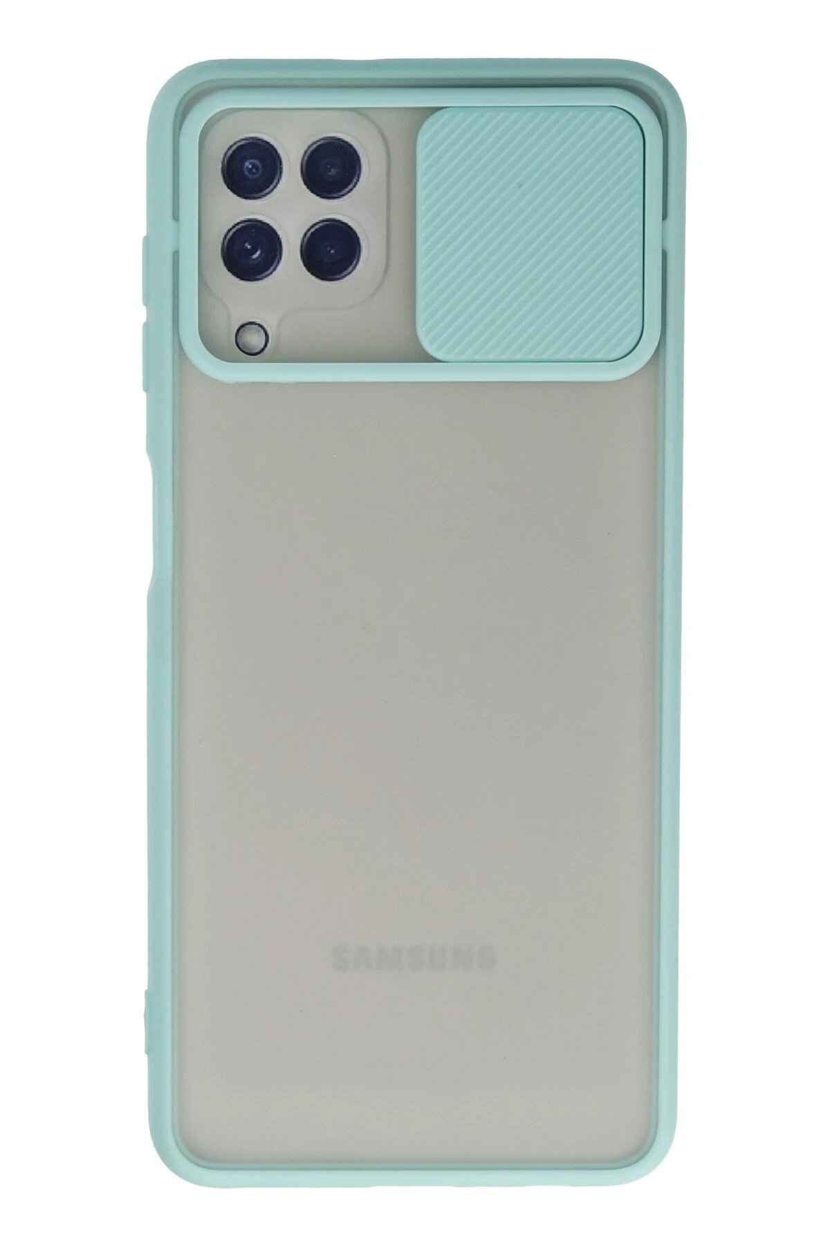 Samsung Galaxy A22 Kılıf Palm Buzlu Kamera Sürgülü Silikon - Turkuaz-(5796)